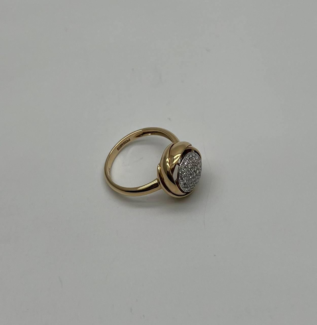 diamonds pave circle rose flower layers 14k yellow gold statement ring