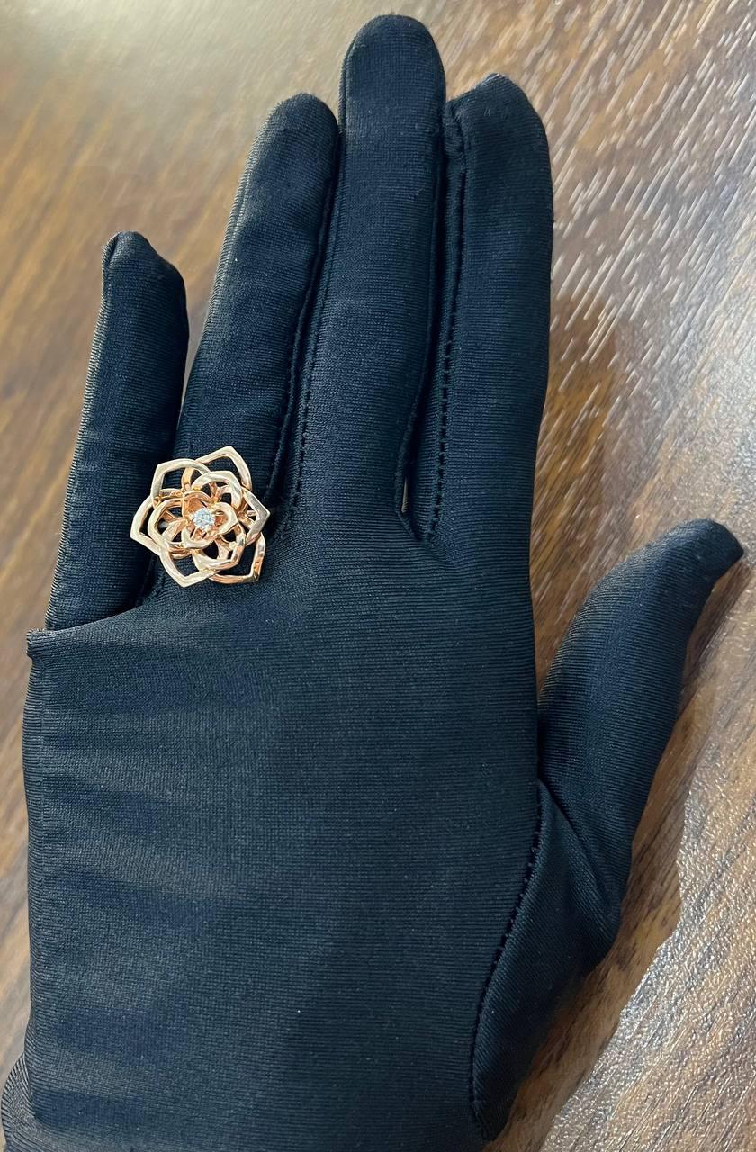 Diamond Floral Flower Lotus Petal Rose 14K Rose Gold Statement Cocktail Ring