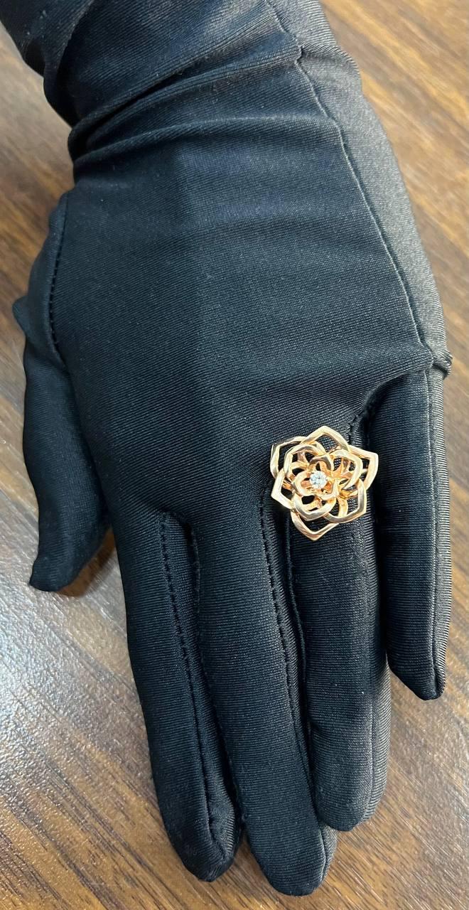 Diamond Floral Flower Lotus Petal Rose 14K Rose Gold Statement Cocktail Ring