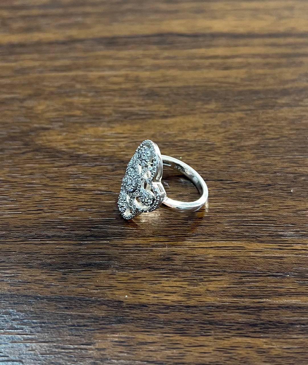 White Brilliant Diamonds Symbol Halo Pave Set 14K White Gold Statement Ring