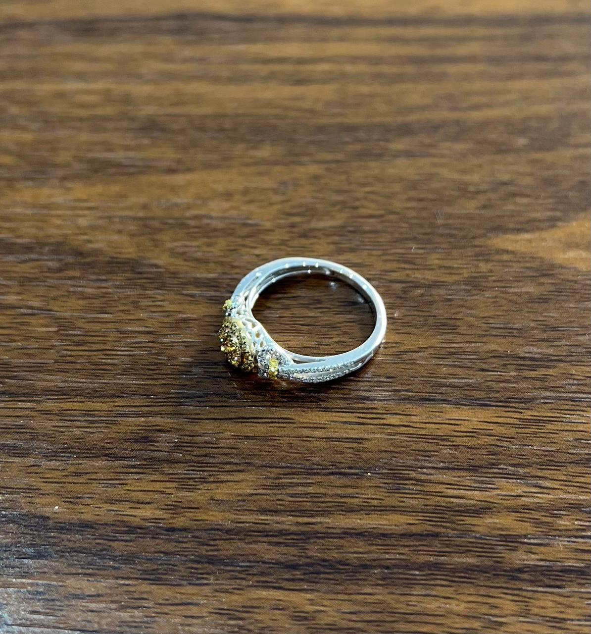 Yellow Diamond Pave Set Halo 14K White Gold Diamond Statement Ring