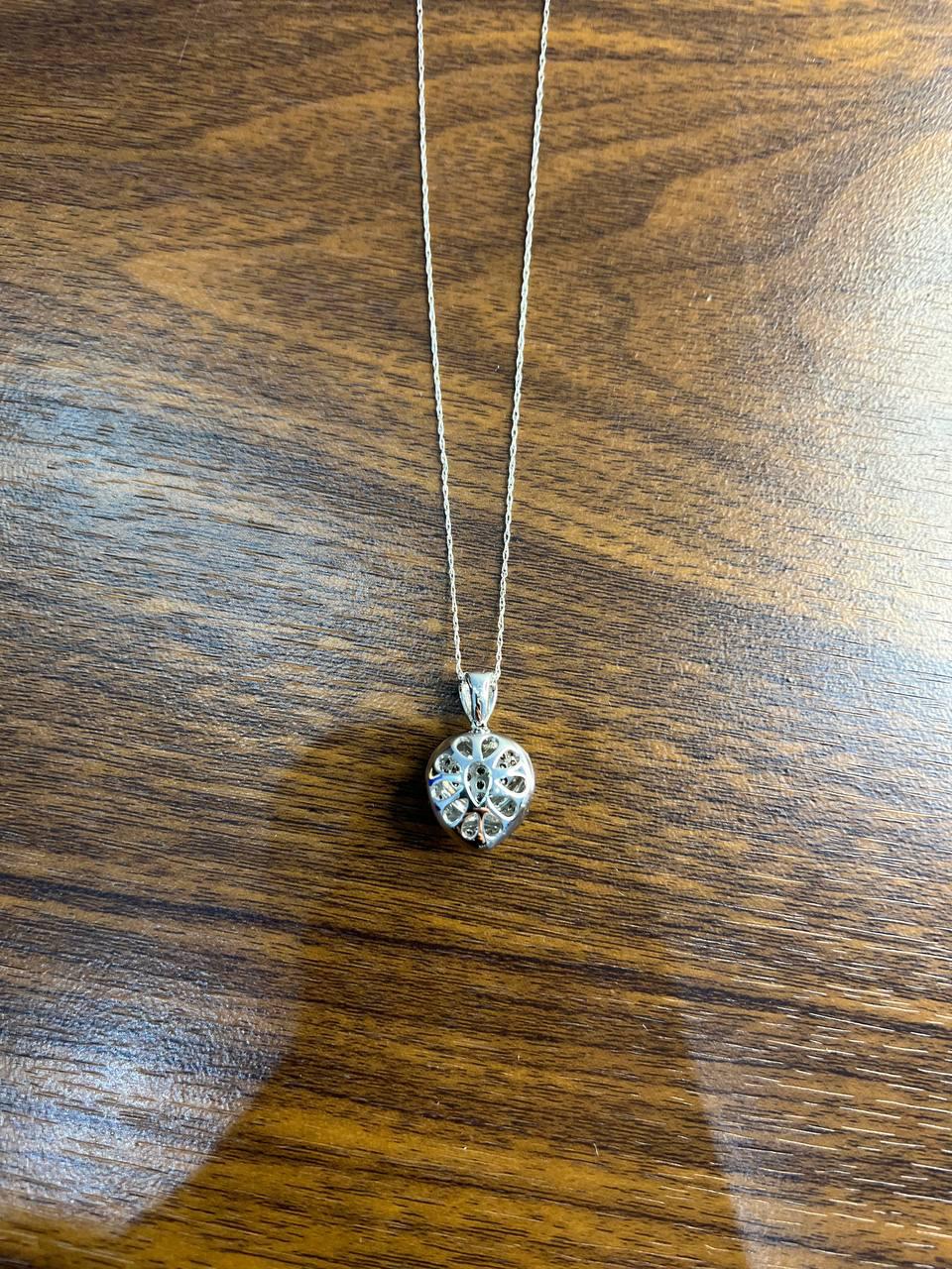 Heart Shape Champagne Brown Cognac Diamonds White Gold Chain Pendant Necklace