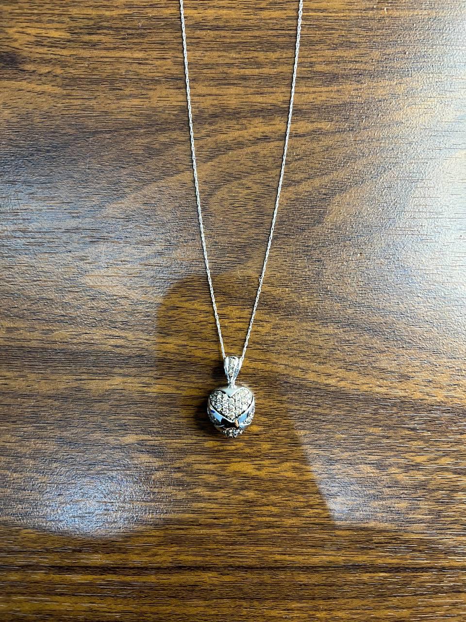 Heart Shape Champagne Brown Cognac Diamonds White Gold Chain Pendant Necklace