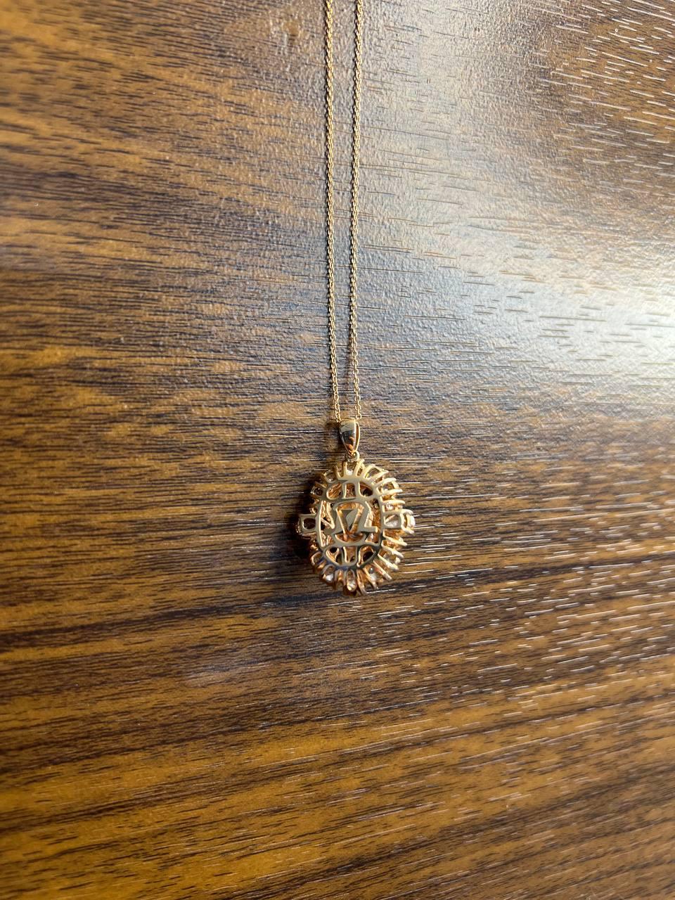 White Yellow Opal Black Diamond Halo Peach Morganite Rose Gold Pendant Necklace