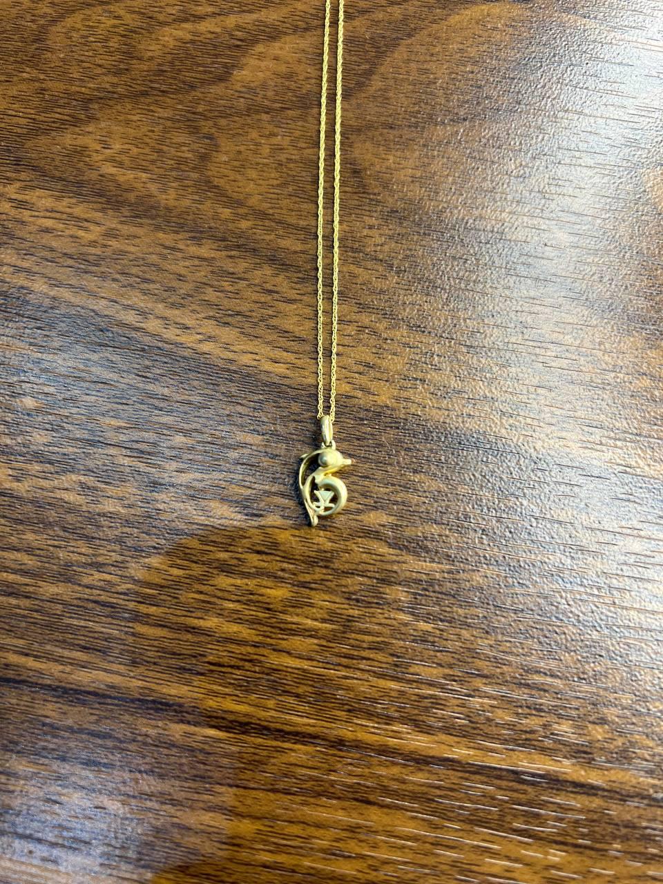 Small Dainty Minimalistic Dolphin 14K Yellow Gold Animal Chain Pendant Necklace