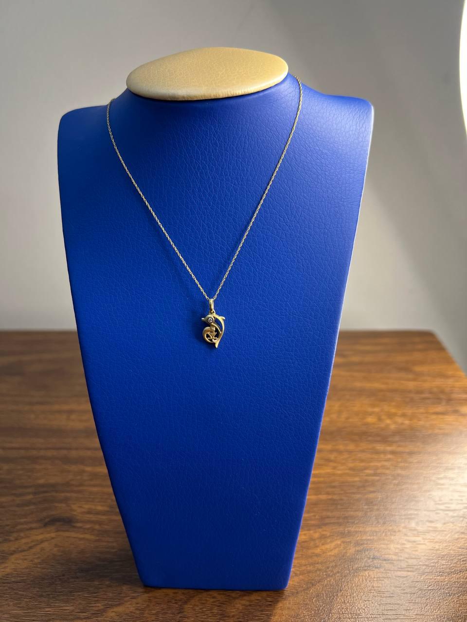 Small Dainty Minimalistic Dolphin 14K Yellow Gold Animal Chain Pendant Necklace