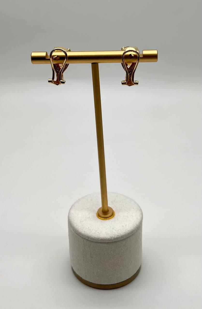 Round Shape Amber Orange Citrine Diamond Pave 14K Yellow Gold Huggie Earrings