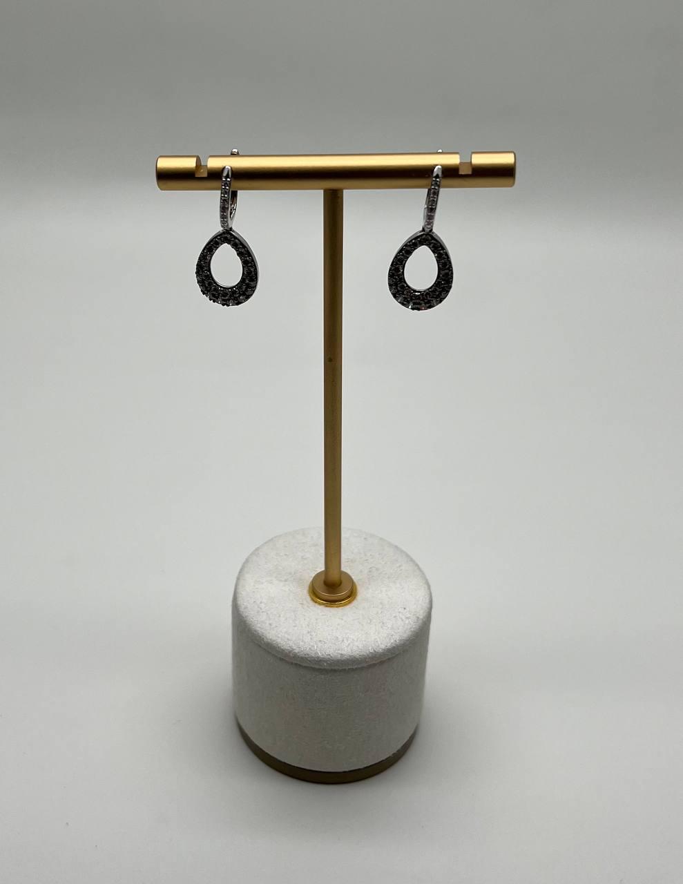 Teardrop Shape White Champagne Diamond Statement 14K White Gold Huggie Earrings