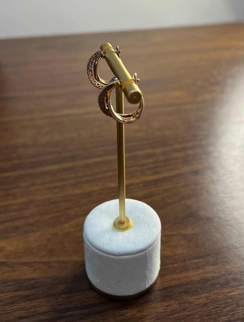 Intertwined Pave-Set White Champagne Diamonds 14K Rose Gold Criss Cross Earrings