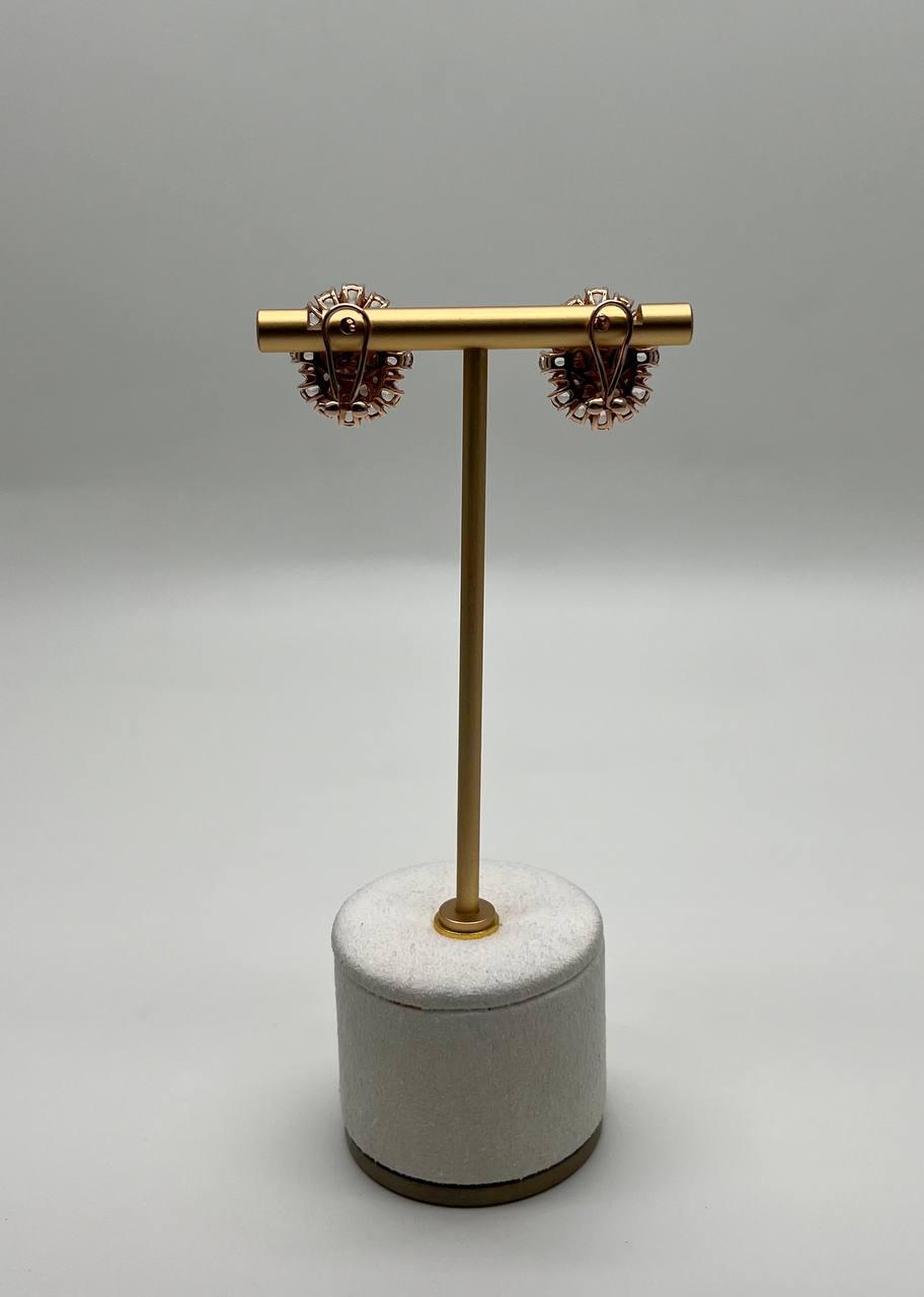 White Opal Brown Diamonds Peach Morganites 18K Rose Gold Statement Earrings