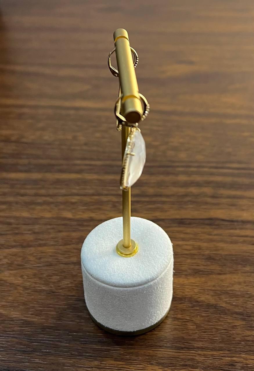 Round Shape Faceted White Mother of Pearl 14K Yellow Gold Diamond Halo Ring