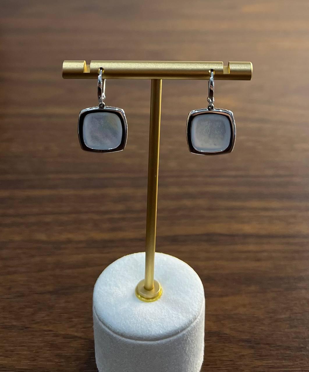 Cabochon Sugarloaf Blue Tourmaline Indicolite Diamond Halo White Gold Earrings