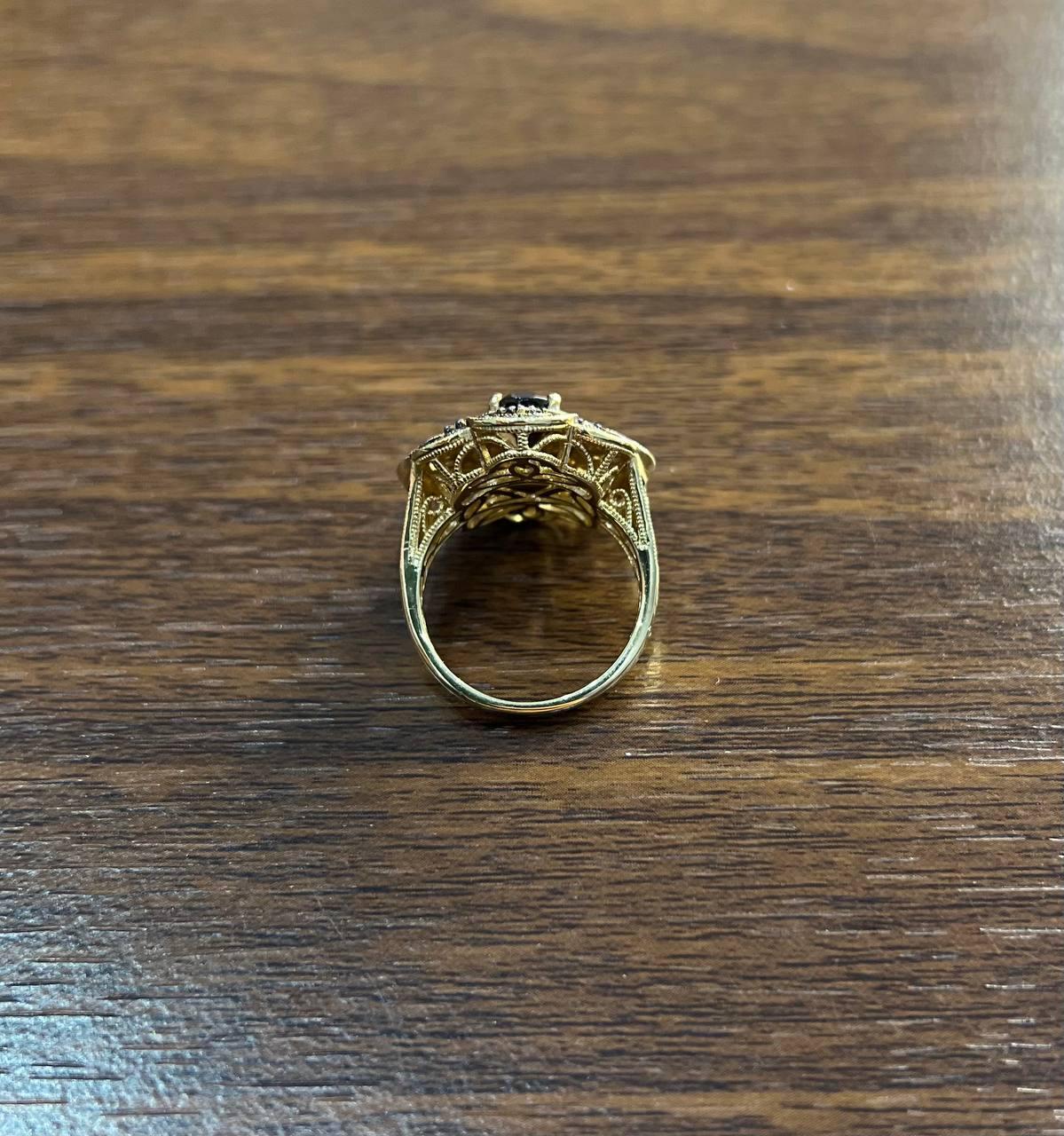 Smoky Brown Quartz Champagne White Diamonds Halo 14K Yellow Gold Statement Ring