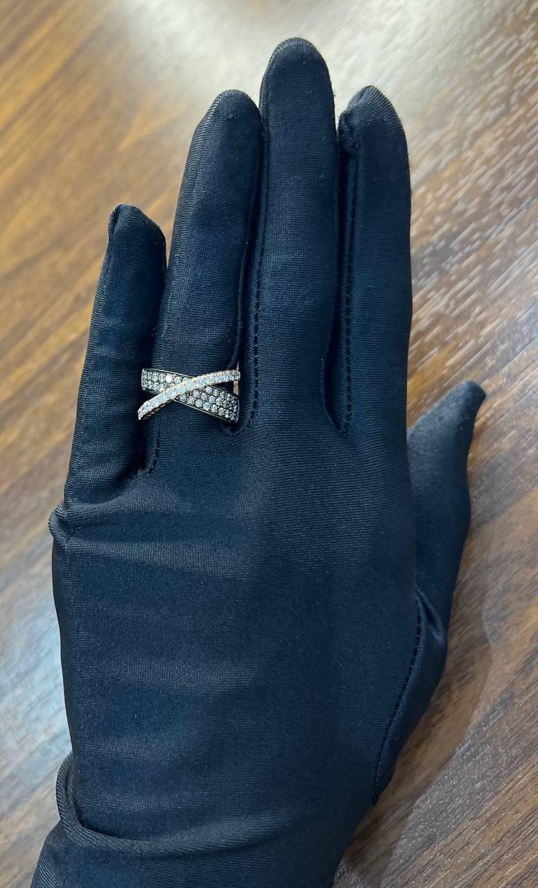 Intertwined Pave-Set White Champagne Diamonds 14K Rose Gold Statement Ring