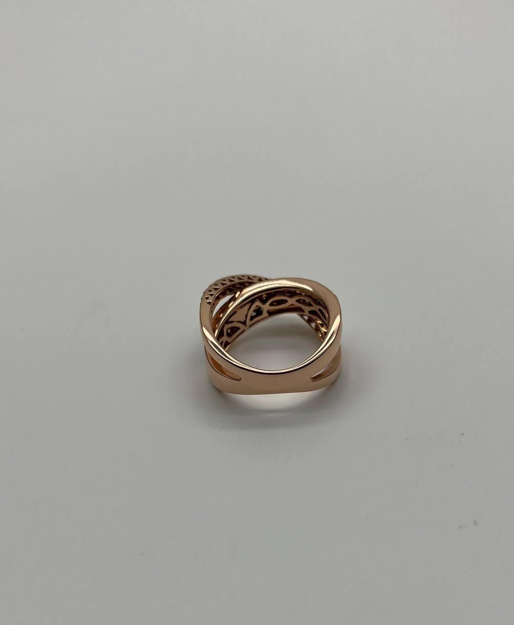 Intertwined Pave-Set White Champagne Diamonds 14K Rose Gold Statement Ring