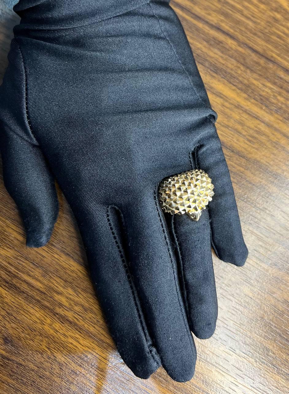 Hedgehog Spikey Emerald Eyes 18K Gold Statement Unique Cute Animal Ring