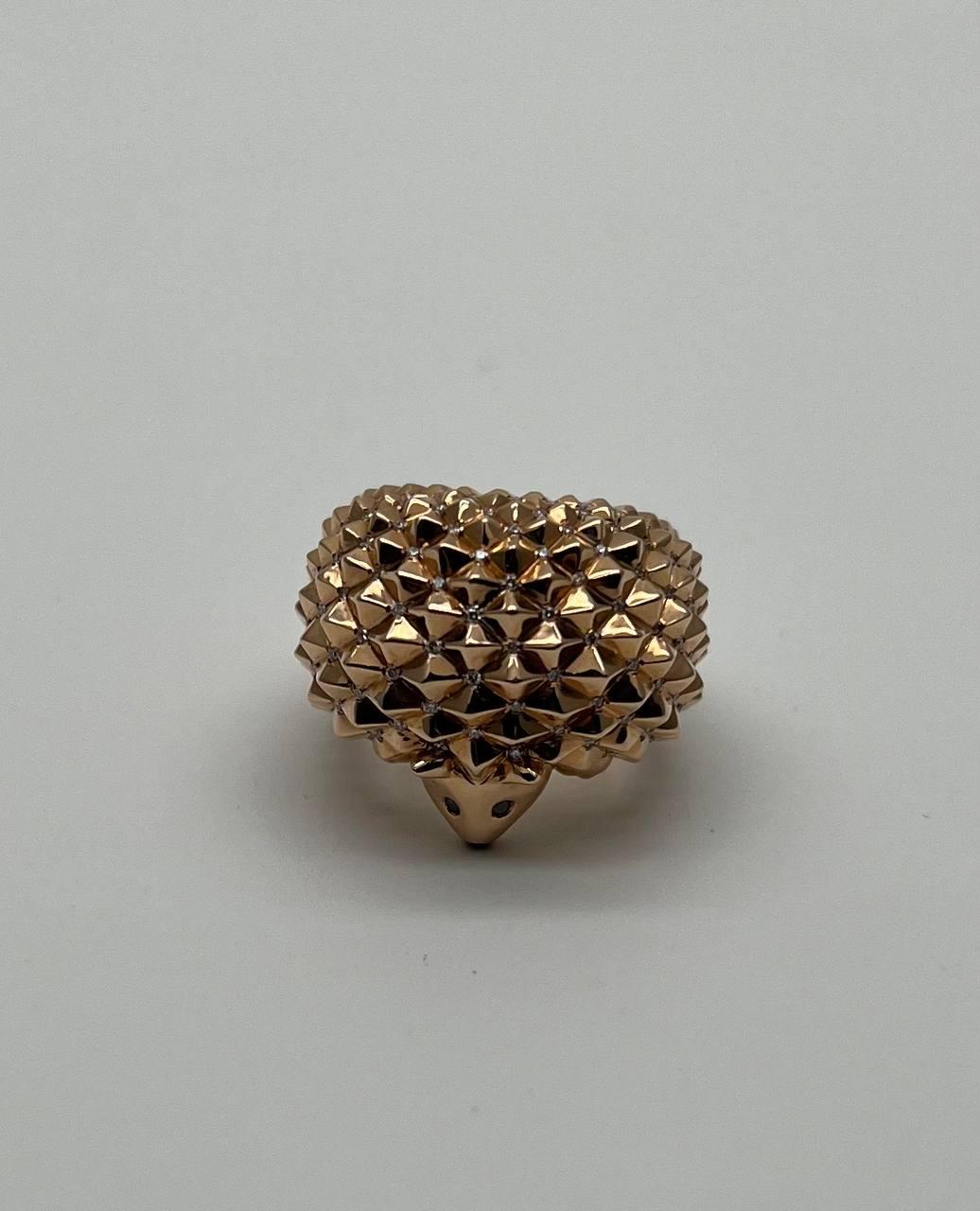 Hedgehog Spikey Emerald Eyes 18K Gold Statement Unique Cute Animal Ring