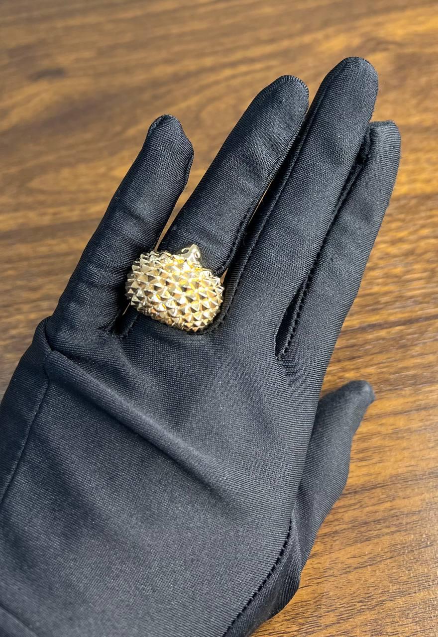 Hedgehog Spikey Emerald Eyes 18K Gold Statement Unique Cute Animal Ring