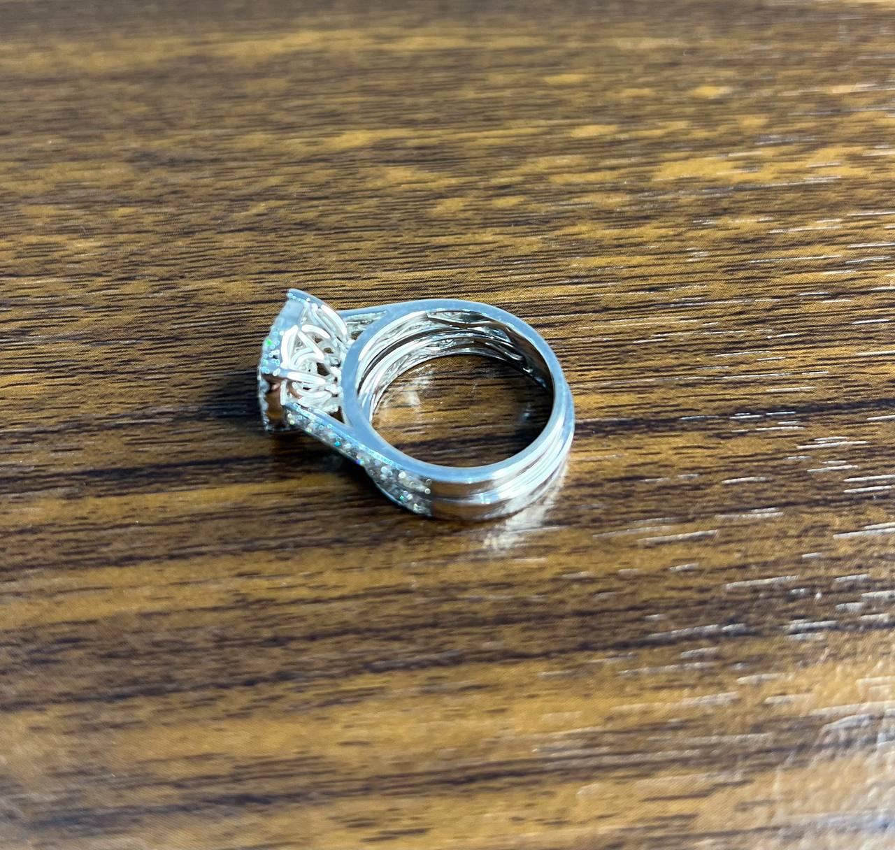 Classic Engagement Wedding Diamond Illusion Set Pave Cluster 14K White Gold Ring