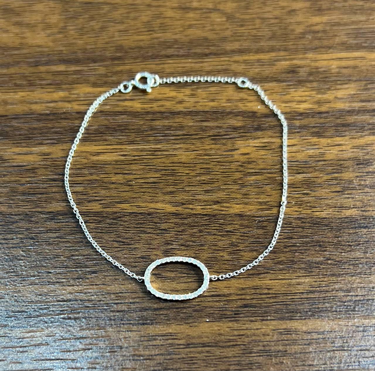 Classic Diamond Oval Shape Statement 14K White Gold Chain Minimalistic Bracelet