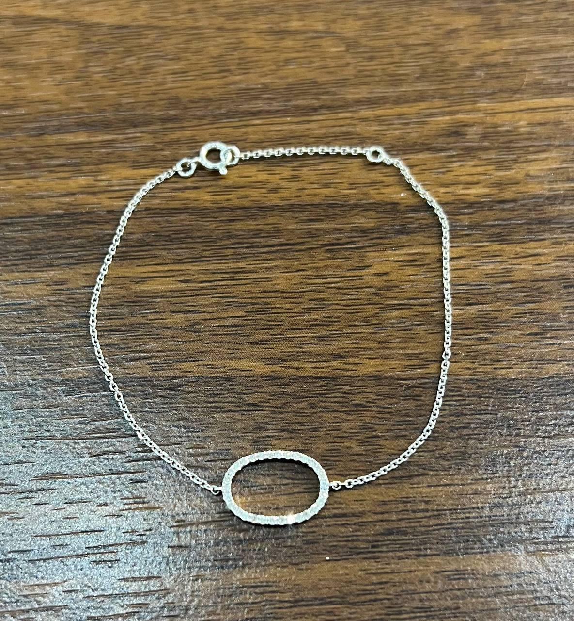 Classic Diamond Oval Shape Statement 14K White Gold Chain Minimalistic Bracelet