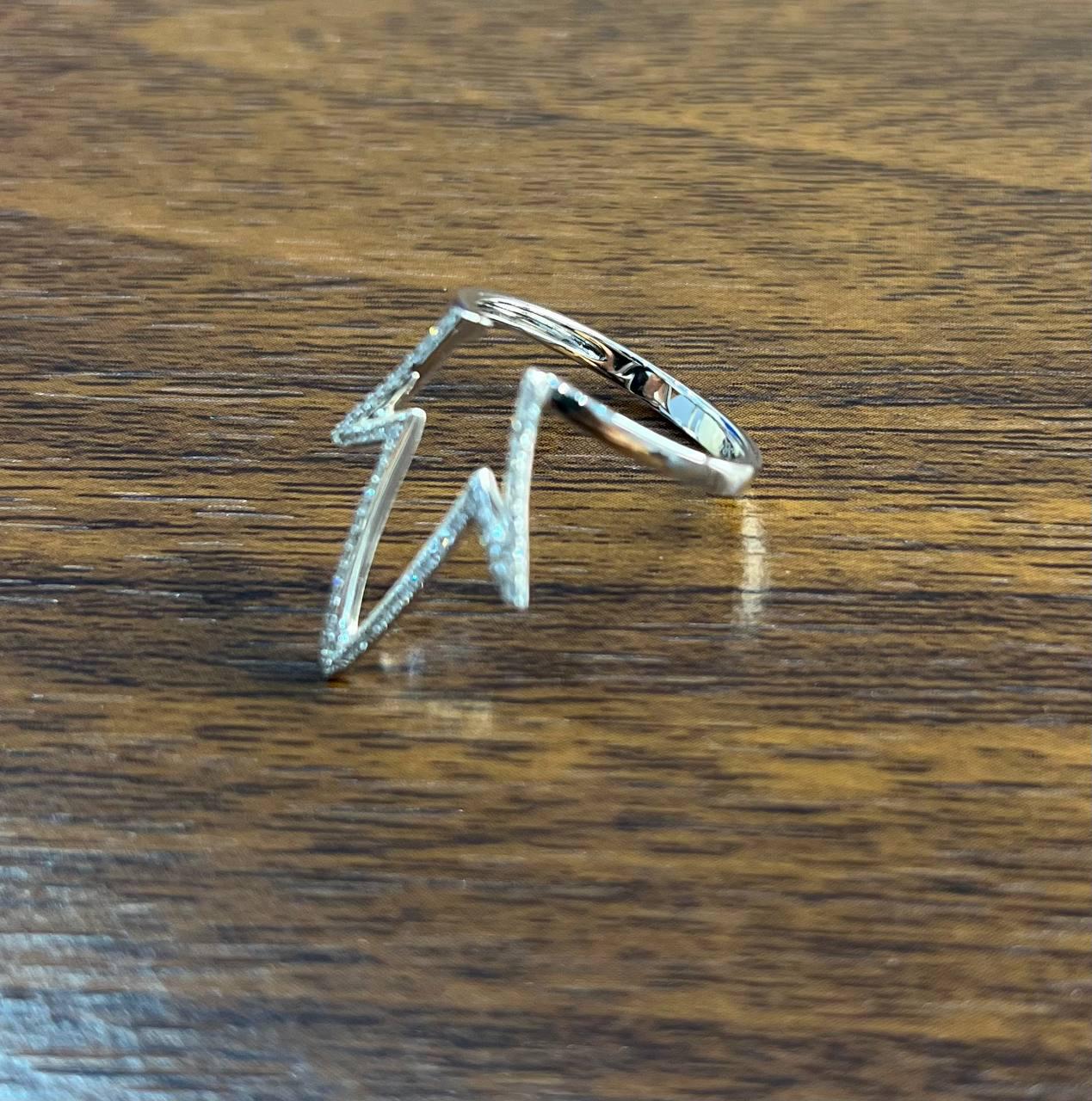 Crown Geometric Minimalist Brilliant Cut White Diamond 14 Karat White Gold Ring