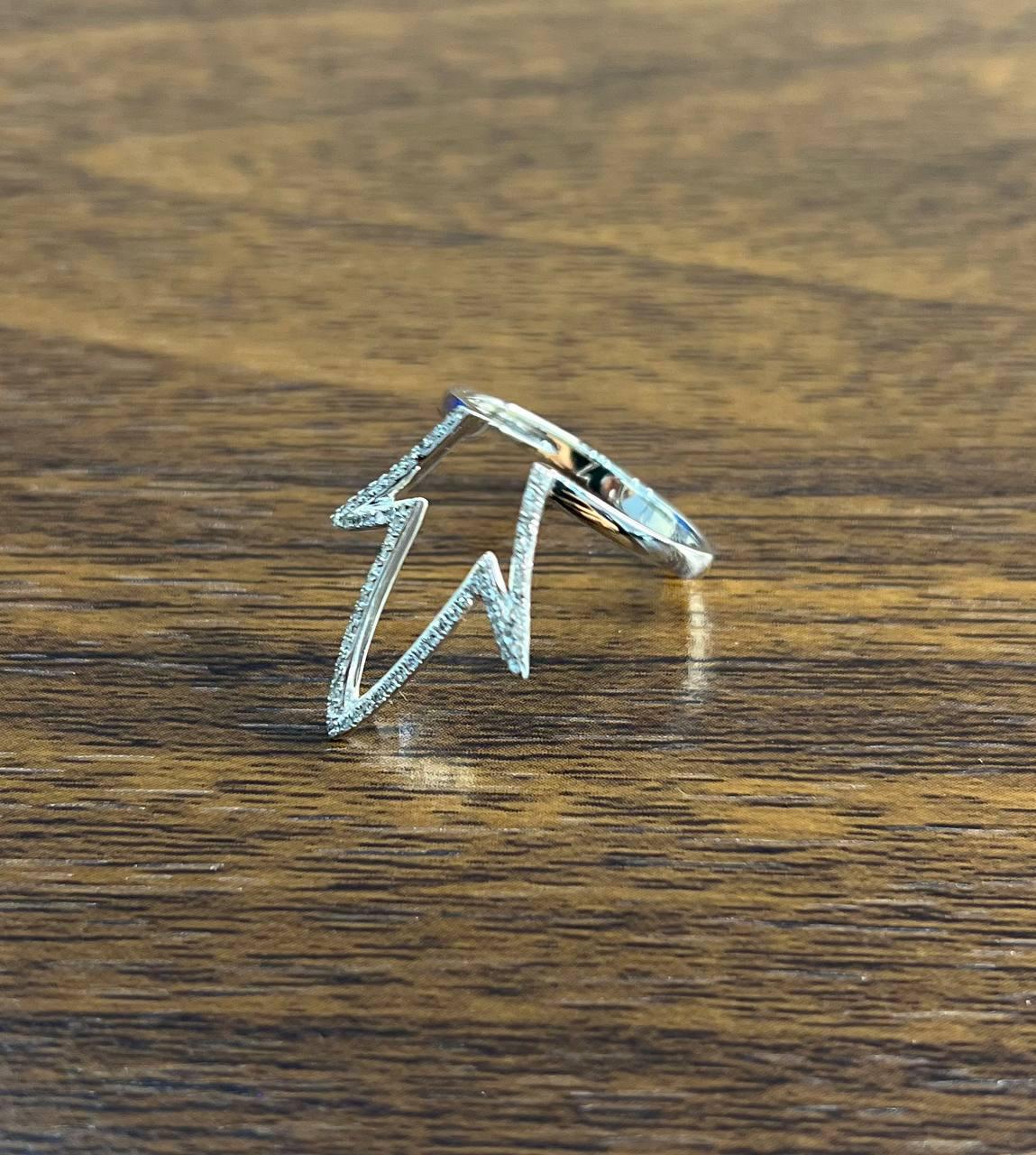 Crown Geometric Minimalist Brilliant Cut White Diamond 14 Karat White Gold Ring