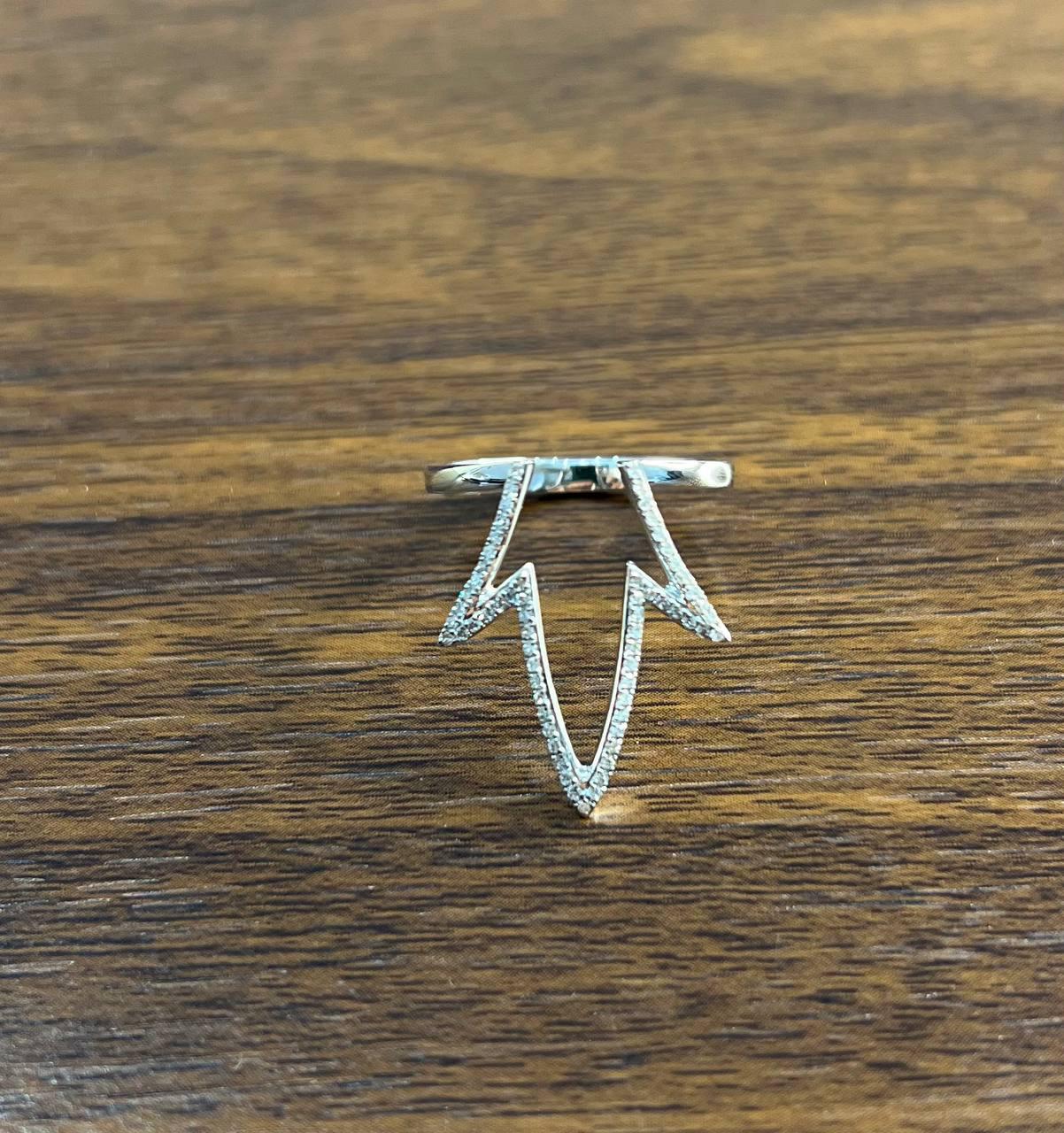 Crown Geometric Minimalist Brilliant Cut White Diamond 14 Karat White Gold Ring