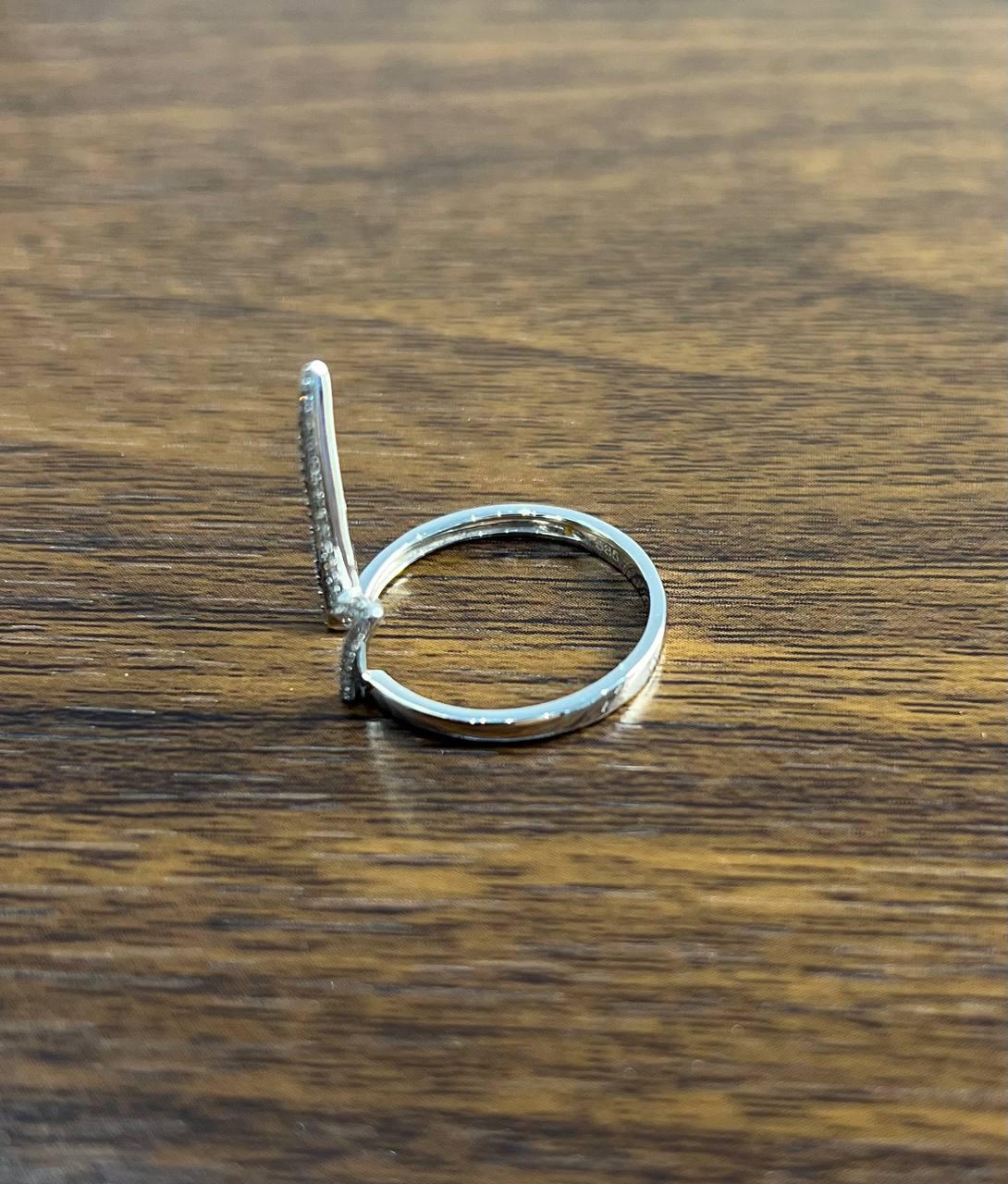 Crown Geometric Minimalist Brilliant Cut White Diamond 14 Karat White Gold Ring