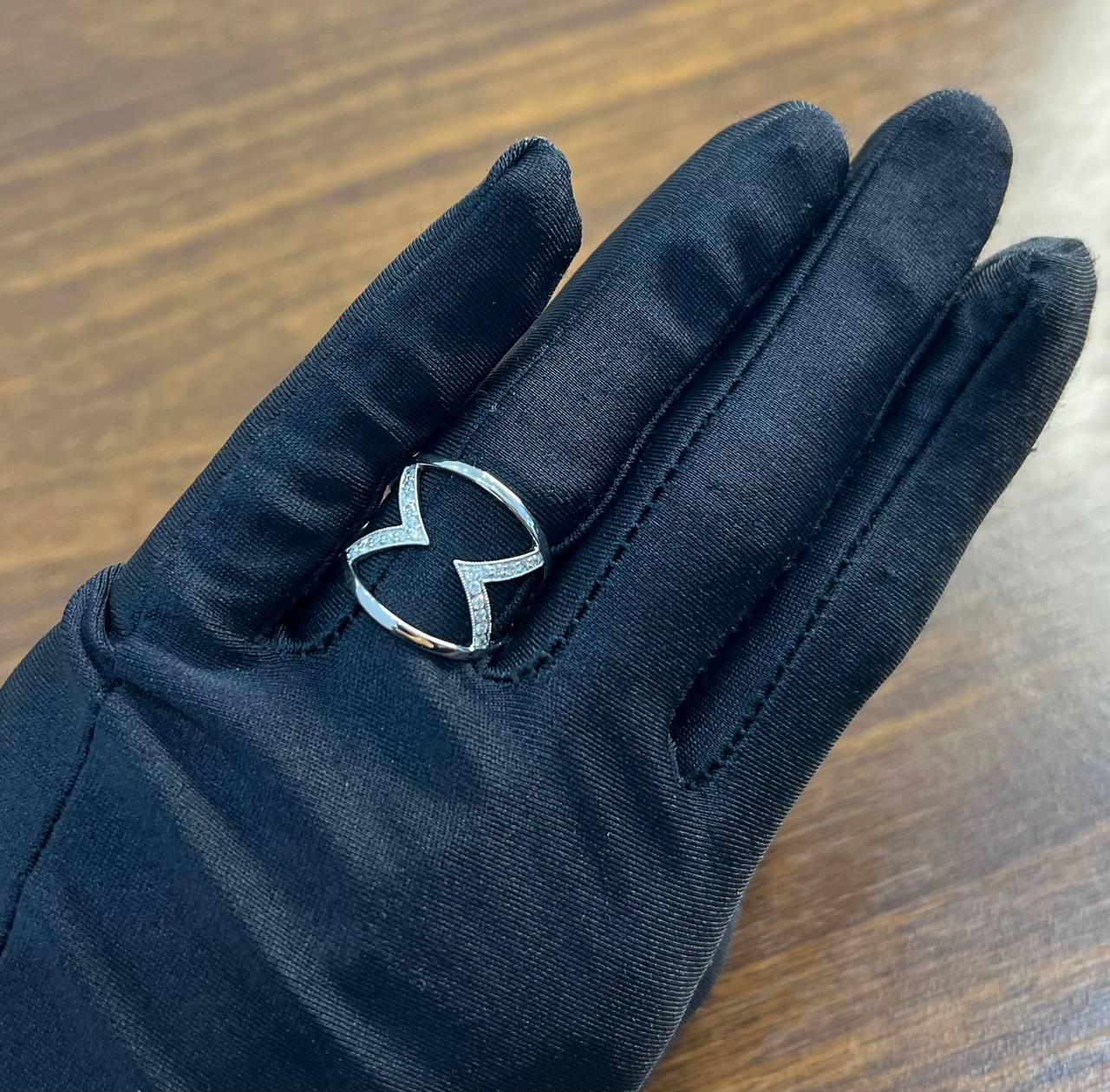 White Brilliant Cut Diamond Geometric Triangle 14K White Gold Statement Ring