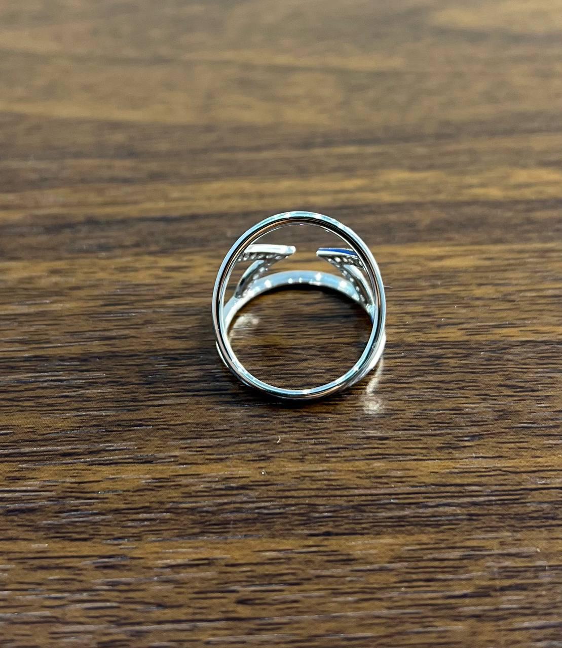 White Brilliant Cut Diamond Geometric Triangle 14K White Gold Statement Ring