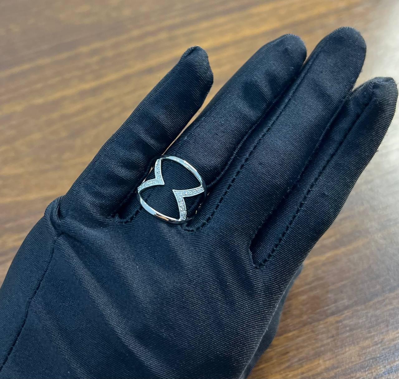 White Brilliant Cut Diamond Geometric Triangle 14K White Gold Statement Ring