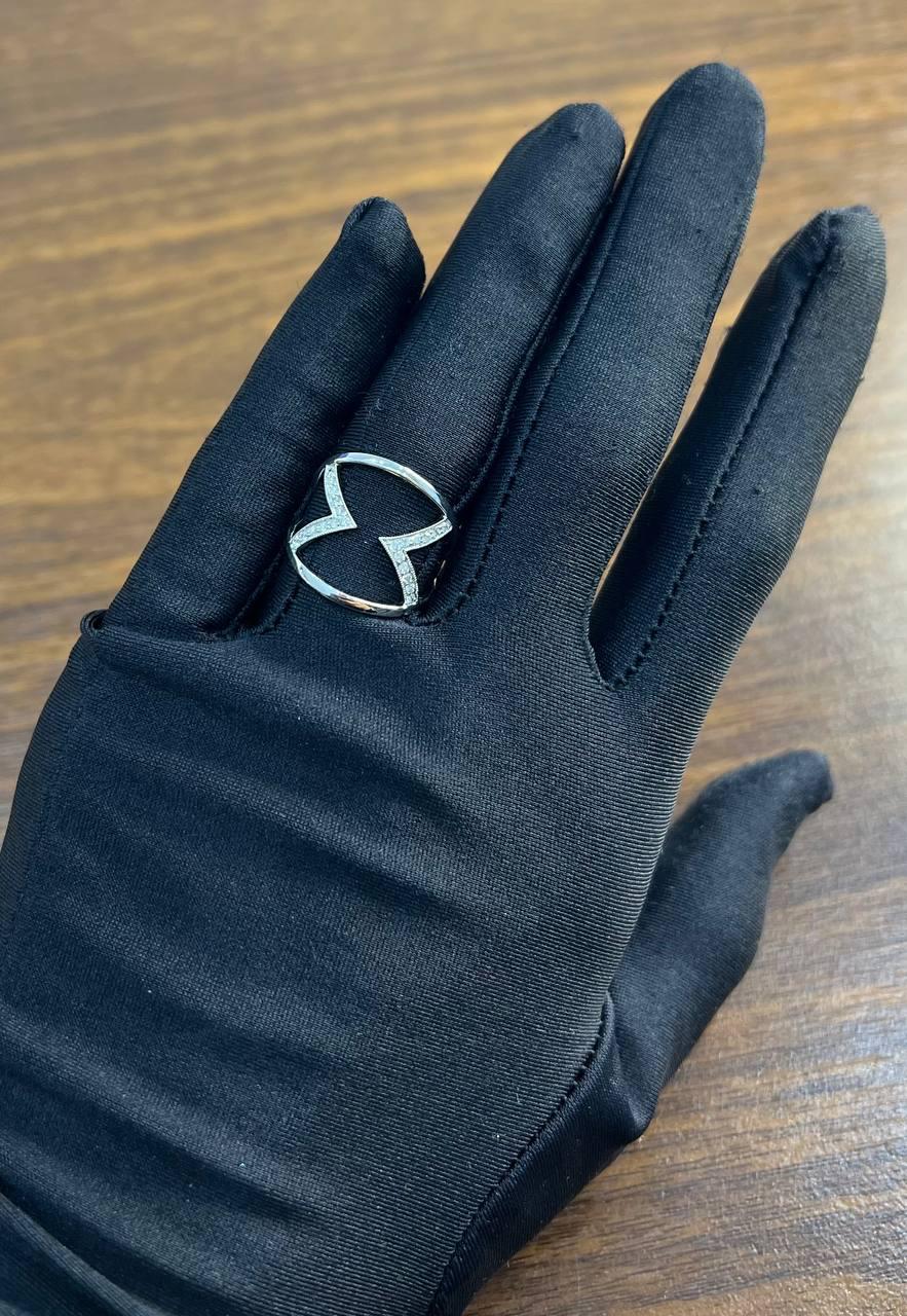 White Brilliant Cut Diamond Geometric Triangle 14K White Gold Statement Ring