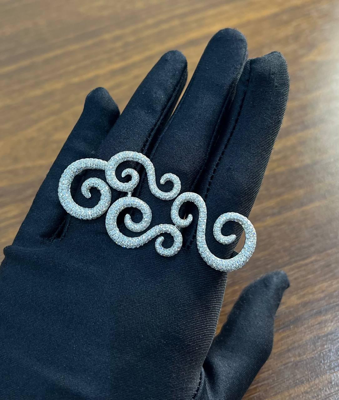 Full Finger Hand White Brilliant Diamond Knuckle 18K White Gold Statement Ring