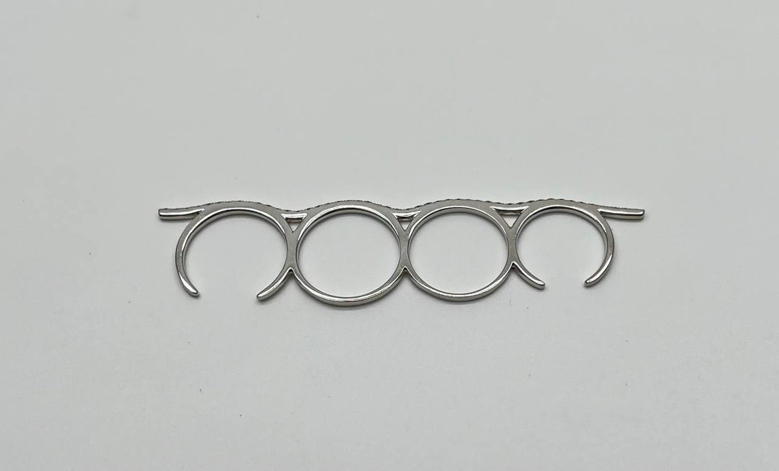 Full Finger Hand White Brilliant Diamond Knuckle 14K White Gold Statement Ring