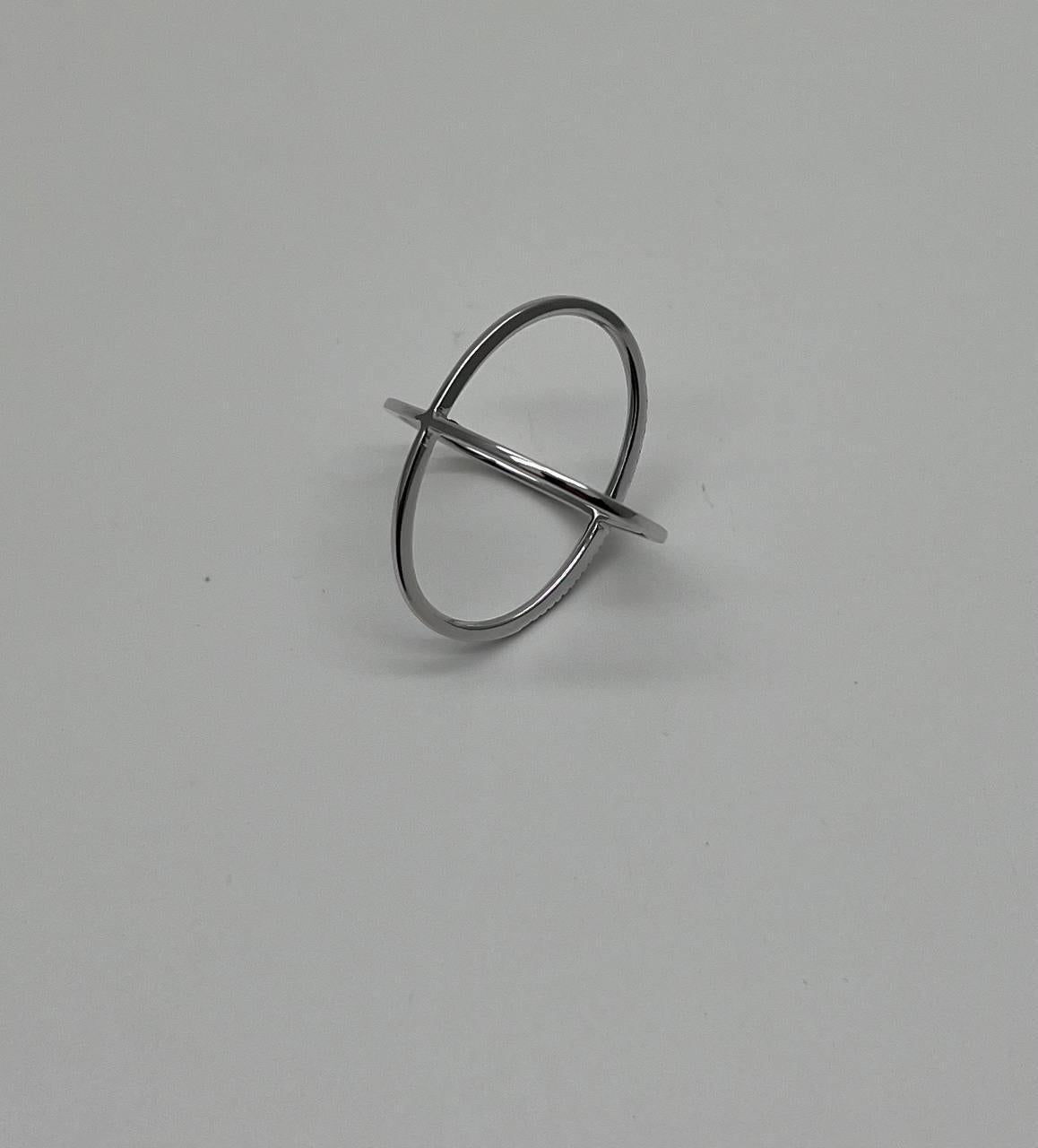 White Diamond Brilliant Criss Cross X Statement 14 Karat White Gold Fashion Ring