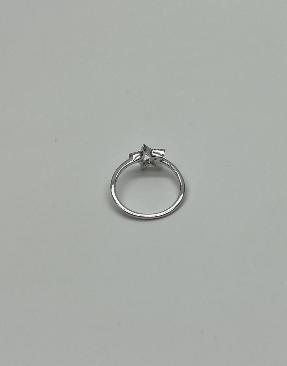 Star White Diamond Brilliant 14K White Gold Dainty Fun Statement Ring