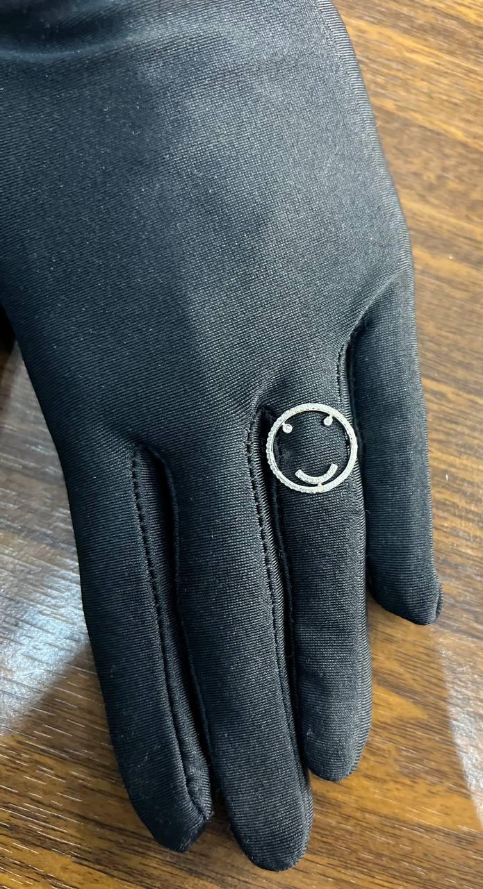 Smile Smiley Face Emoji White Diamond Halo 14K White Gold Statement Fun Ring