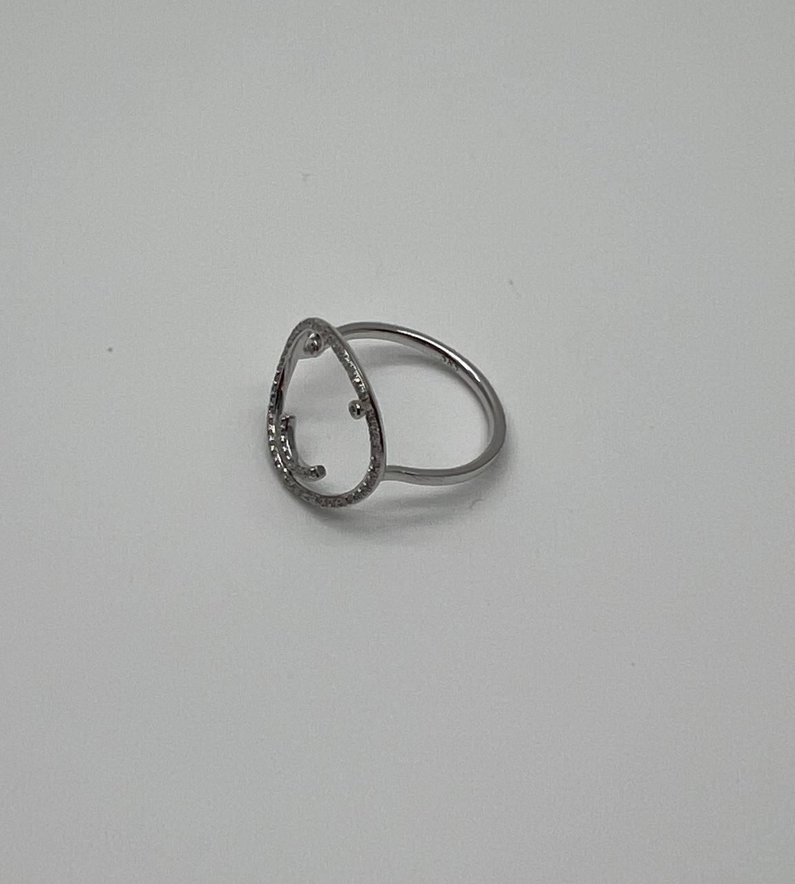 Smile Smiley Face Emoji White Diamond Halo 14K White Gold Statement Fun Ring