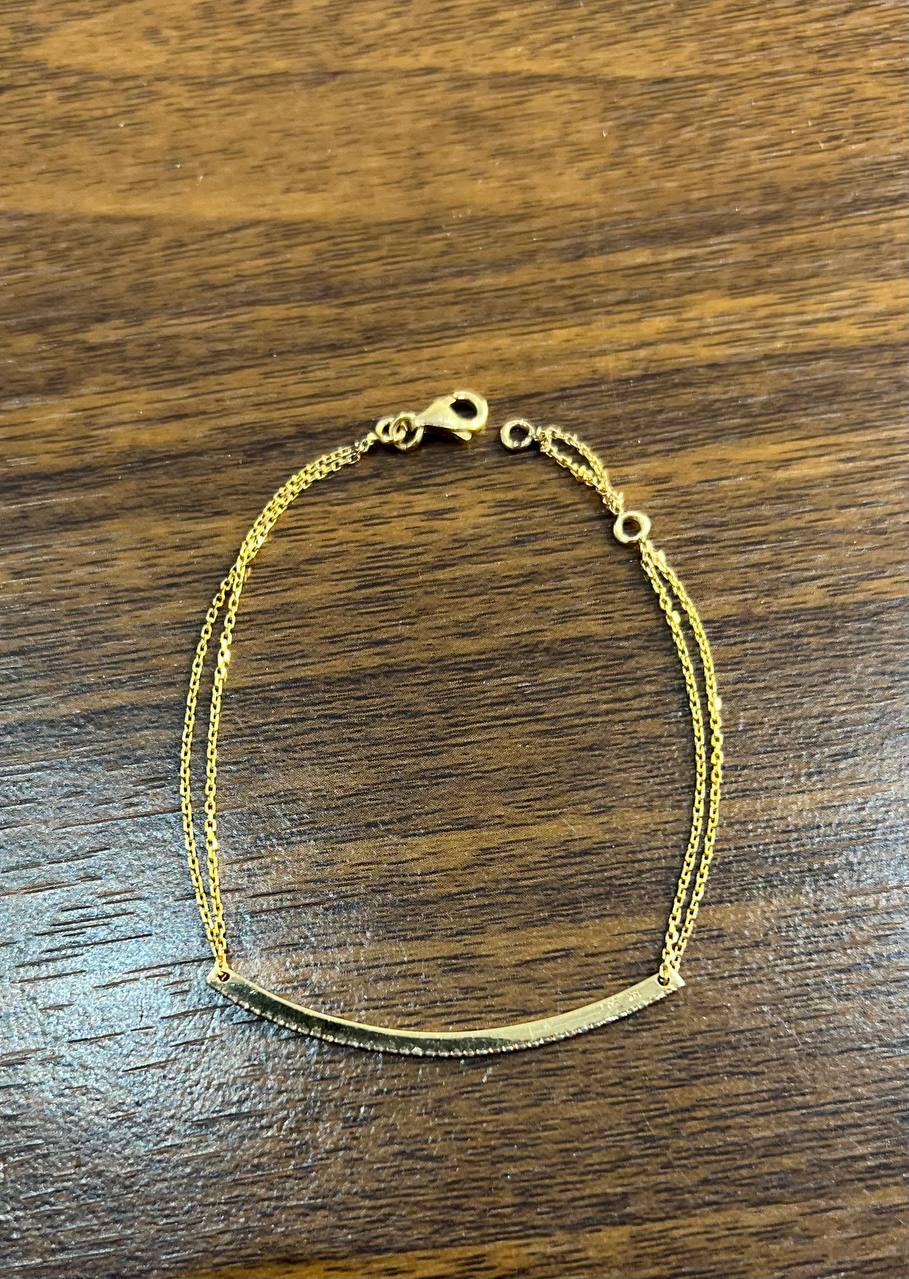 Classic Diamond Line Bar Statement 18K Gold Chain Minimalistic Dainty Bracelet