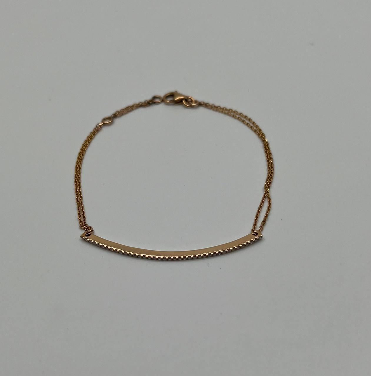 Classic Diamond Line Bar Statement 18K Gold Chain Minimalistic Dainty Bracelet