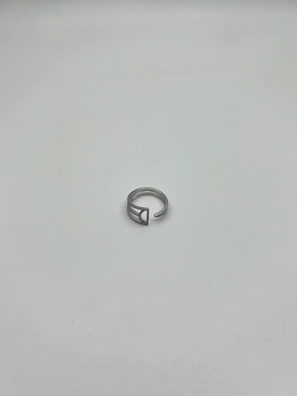 White Brilliant Diamond Pave Geometric 14 Karat White Gold Statement Ring