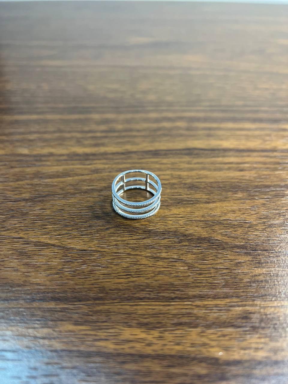 White Brilliant Diamond Pave Geometric 14 Karat White Gold Statement Ring