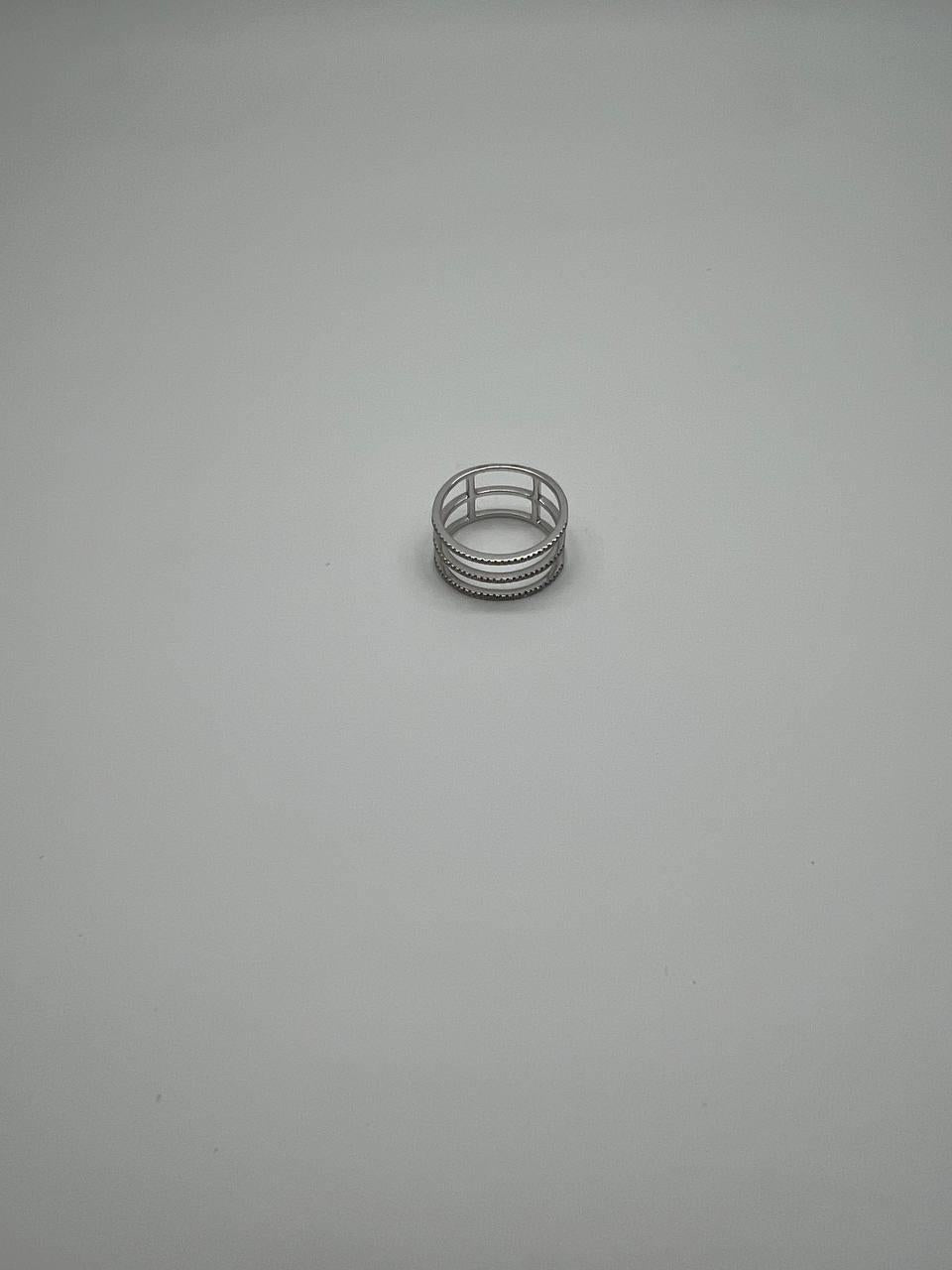 White Brilliant Diamond Pave Geometric 14 Karat White Gold Statement Ring