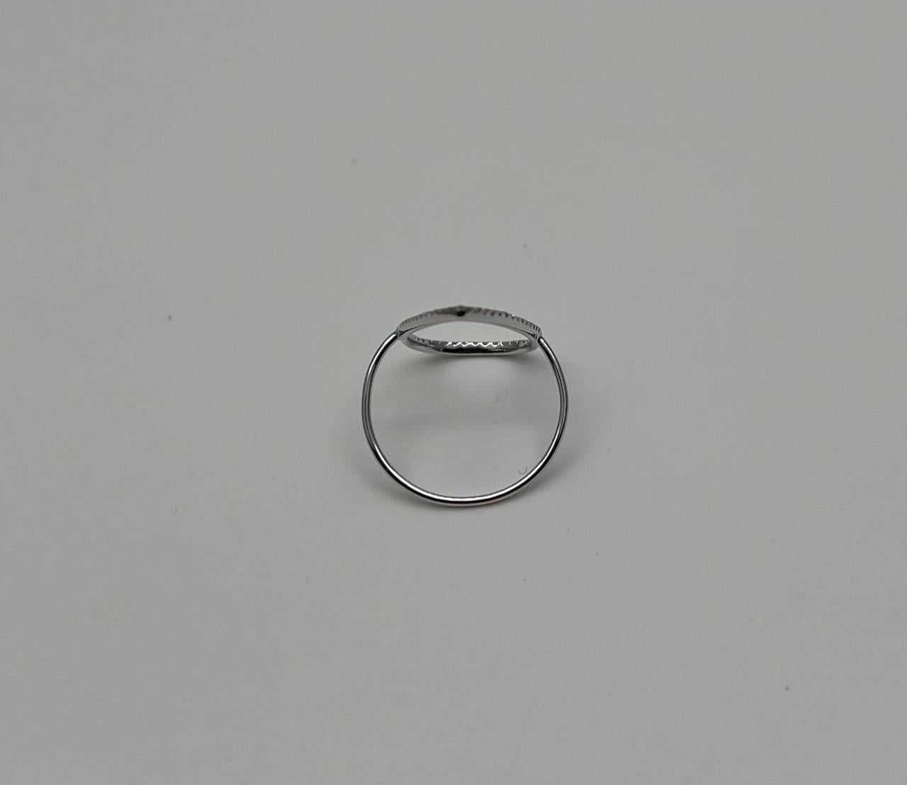 Drop Geometric Minimalist Brilliant Cut White Diamond 14 Karat White Gold Ring