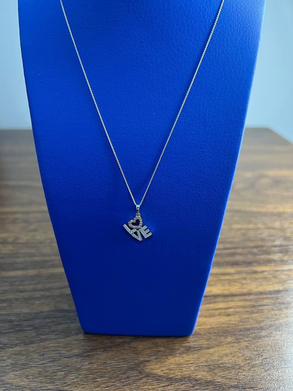 Love Heart Romance Romantic White Diamond 14K White Rose Gold Necklace Pendant