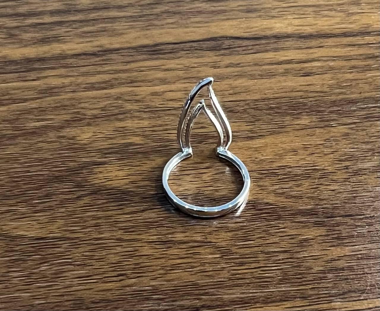 Flame Fire Geometric Triangle Cut White Diamond 14 Karat White Gold Ring