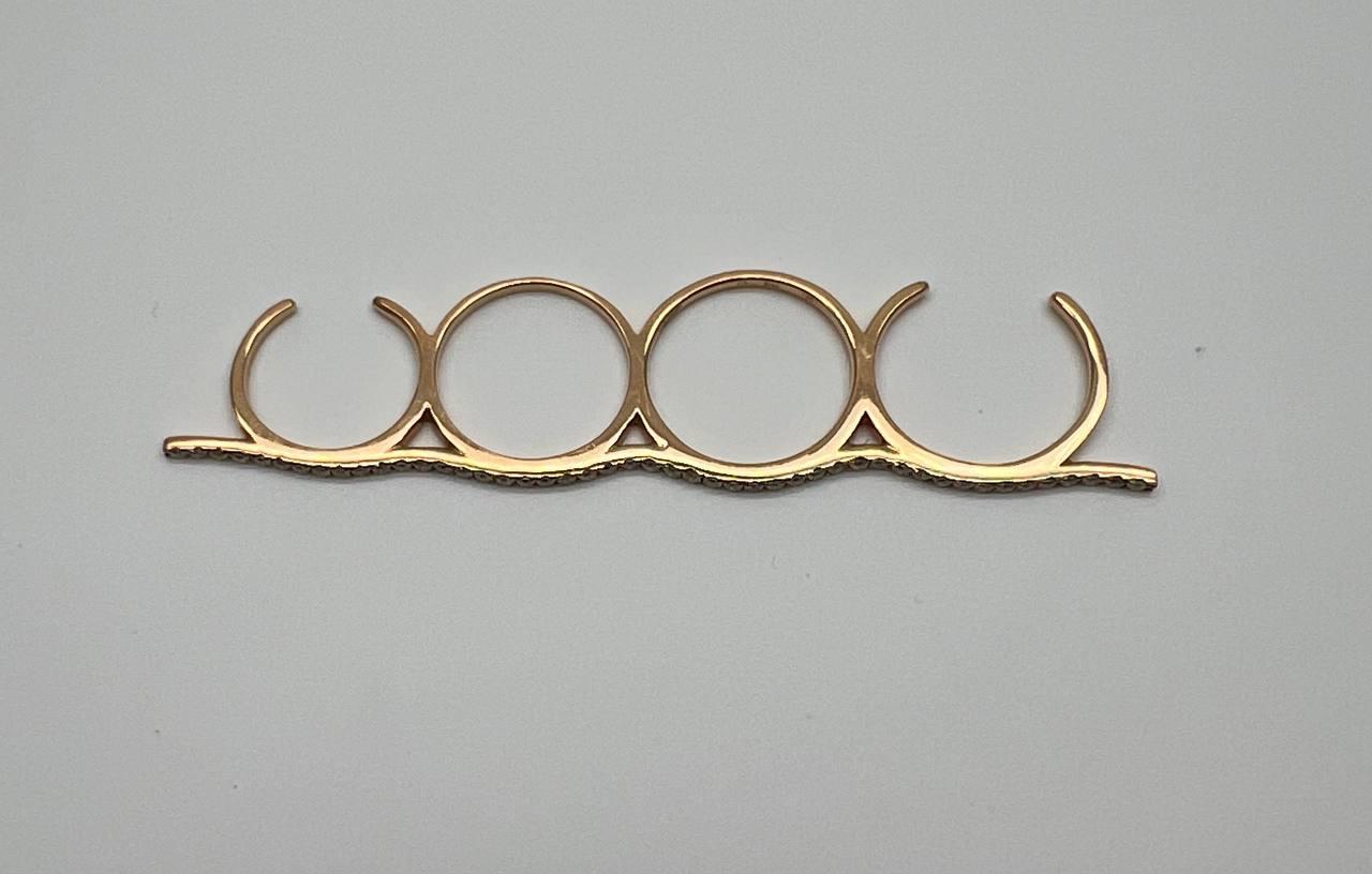 Full Finger Hand White Brilliant Diamond Knuckle 18K Rose Gold Statement Ring