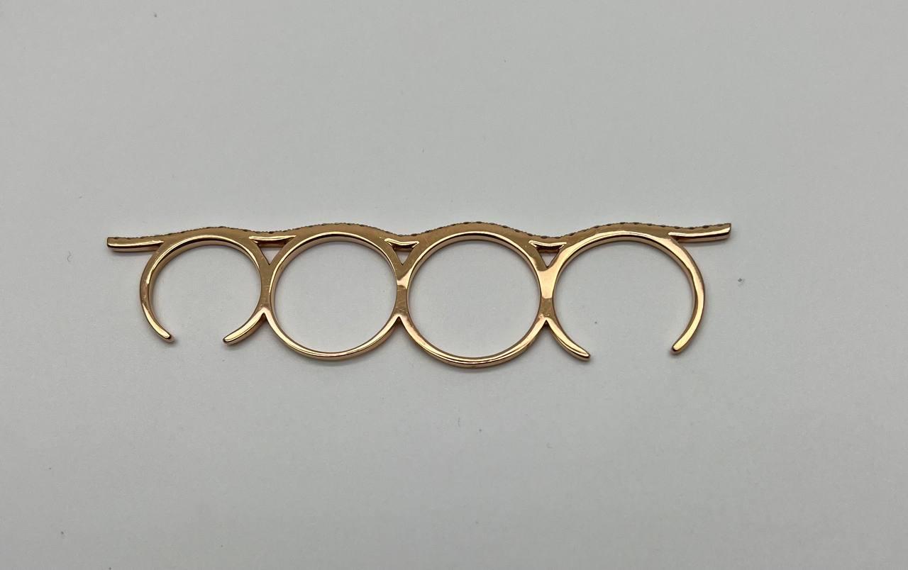 Full Finger Hand White Brilliant Diamond Knuckle 18K Rose Gold Statement Ring