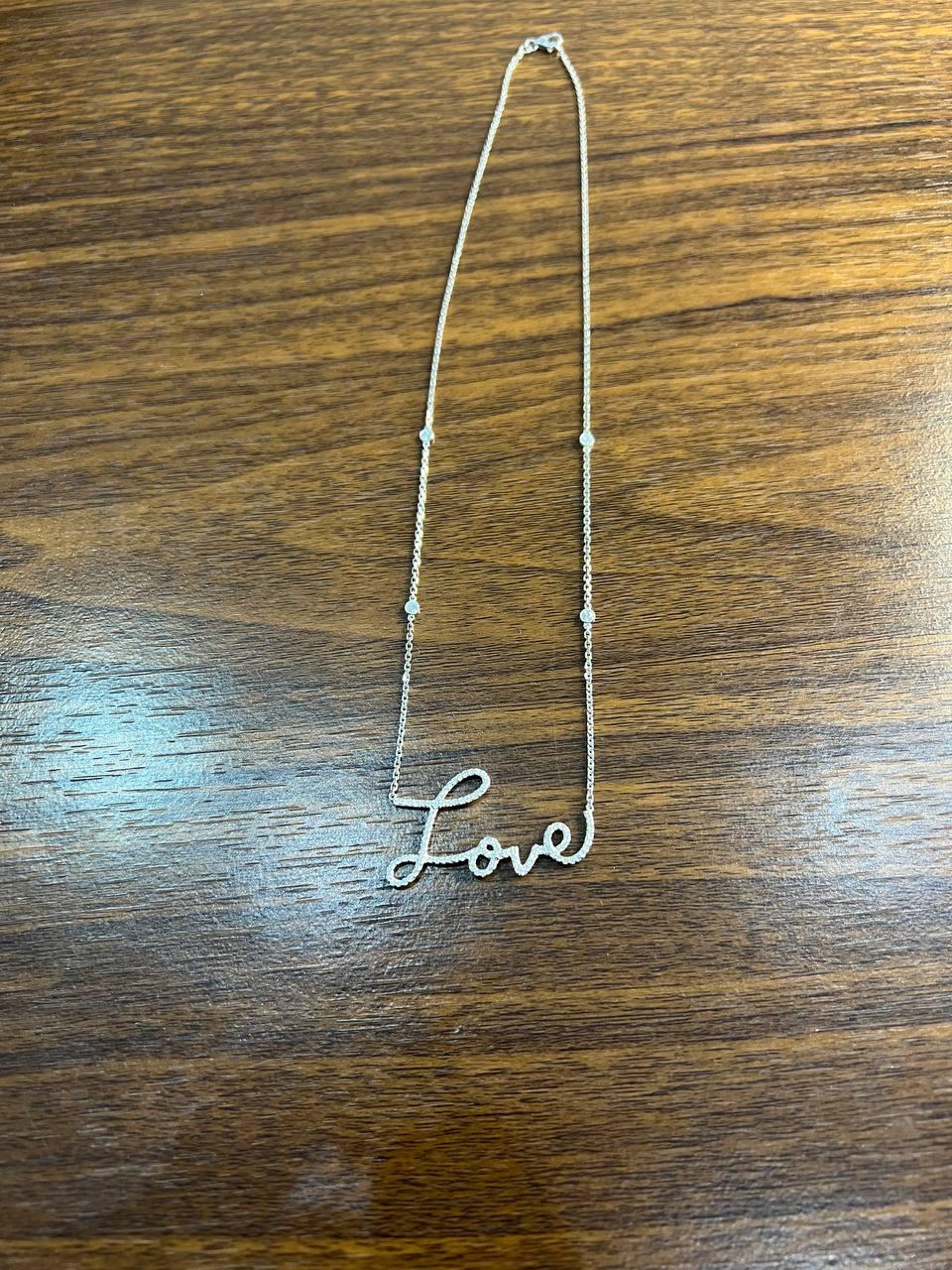 Love Romance Romantic White Diamond 18 Karat White Gold Finger Necklace Pendant